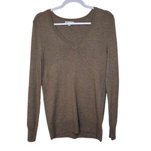 Gap Luxe Brown V-Neck Sweater Academia Preppy Soft Angora Blend Minimalist M
